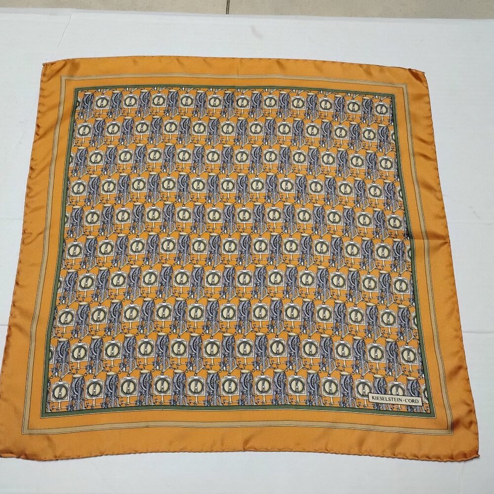❤️New BARRY KIESELSTEIN - CORD Potiron Orange Silk Pocket Square Scarf